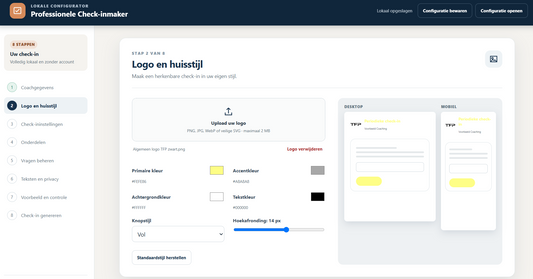 Professionele Check-in Maker voor Coaches | DESKTOP alleen