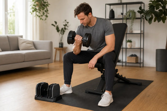 Verstelbare dumbbells voor thuis kiezen: waar let je op? in een rustige, lichte thuisomgeving