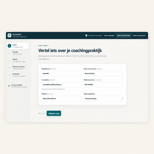 Professionele Digitale Intake Maker voor Coaches | DESKTOP alleen
