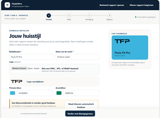 Professionele Voortgangsrapport Maker voor Coaches | DESKTOP alleen